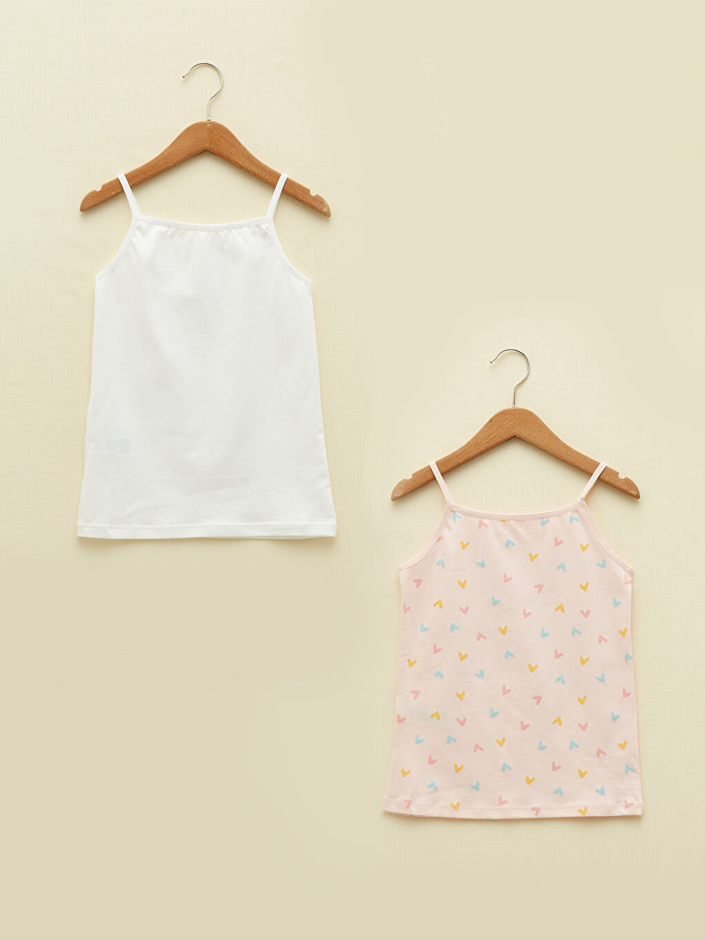 Square Collar Printed Strappy Girls' Vest 2 Pack-1