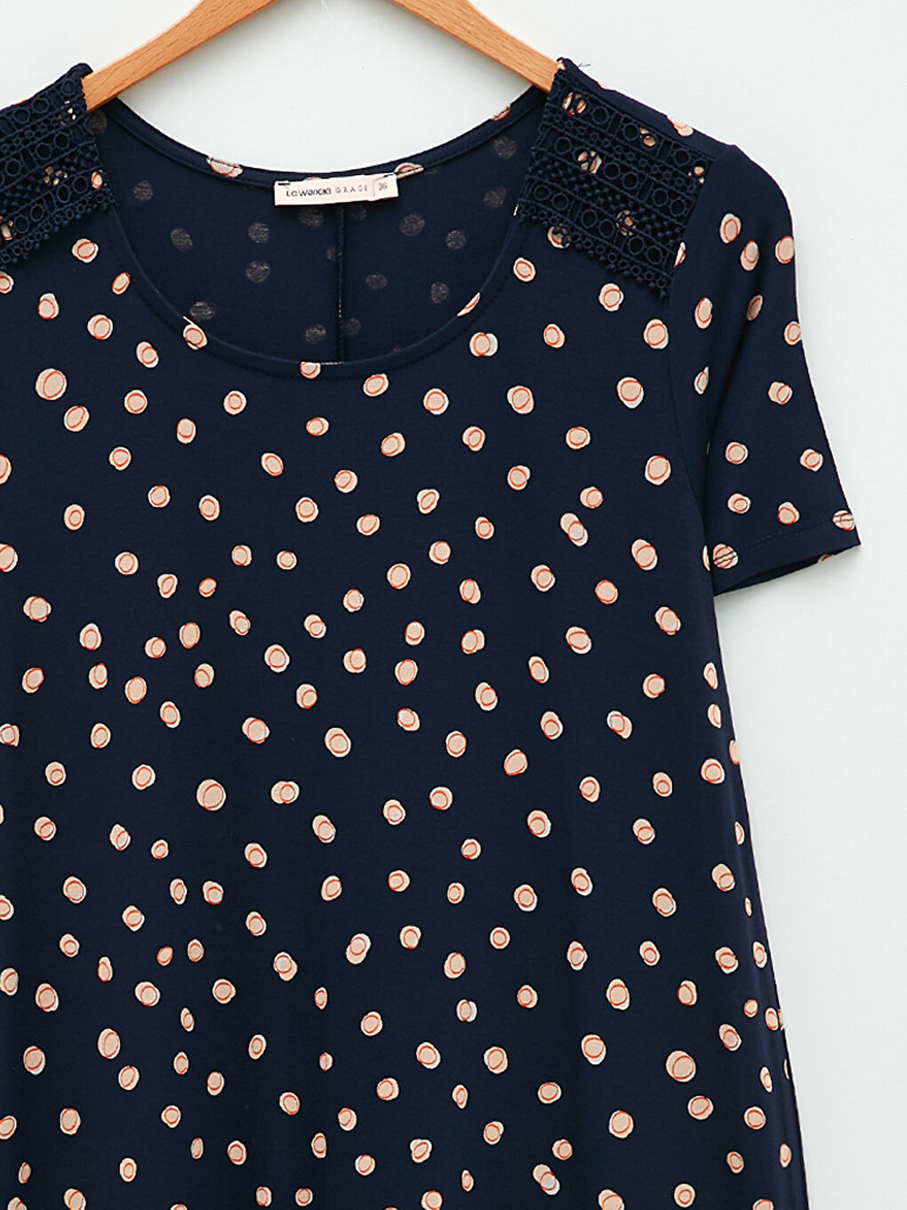 LCW Grace U Neck Patterned Short Sleeve A-Line Women's Dress -S2AC52Z8-LSJ