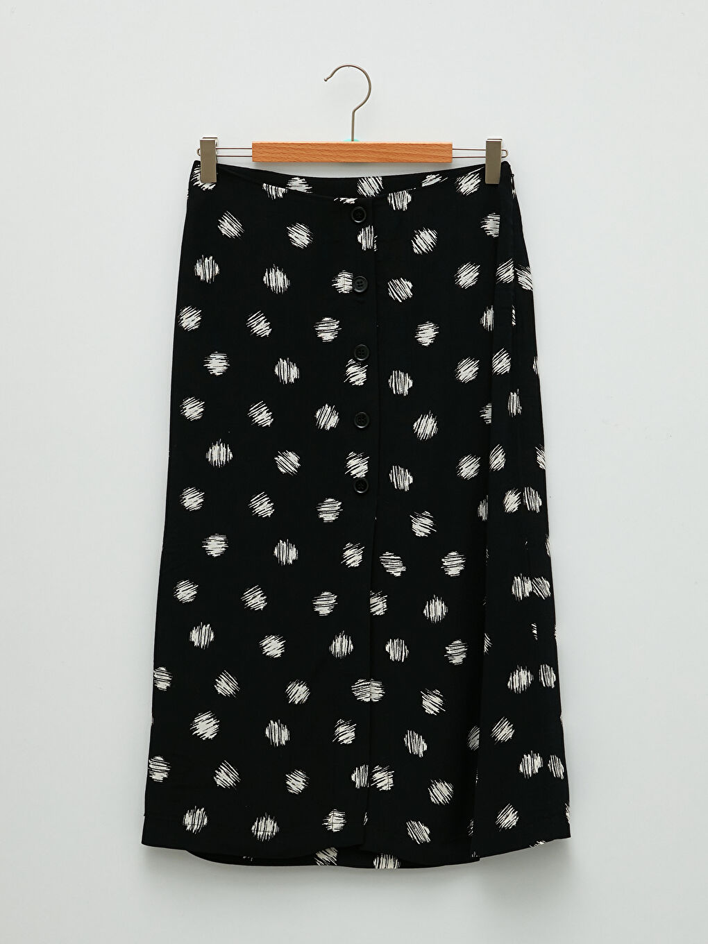 Siyah Beli Fermuarlı Desenli Viskon Kadın Kalem Etek-4