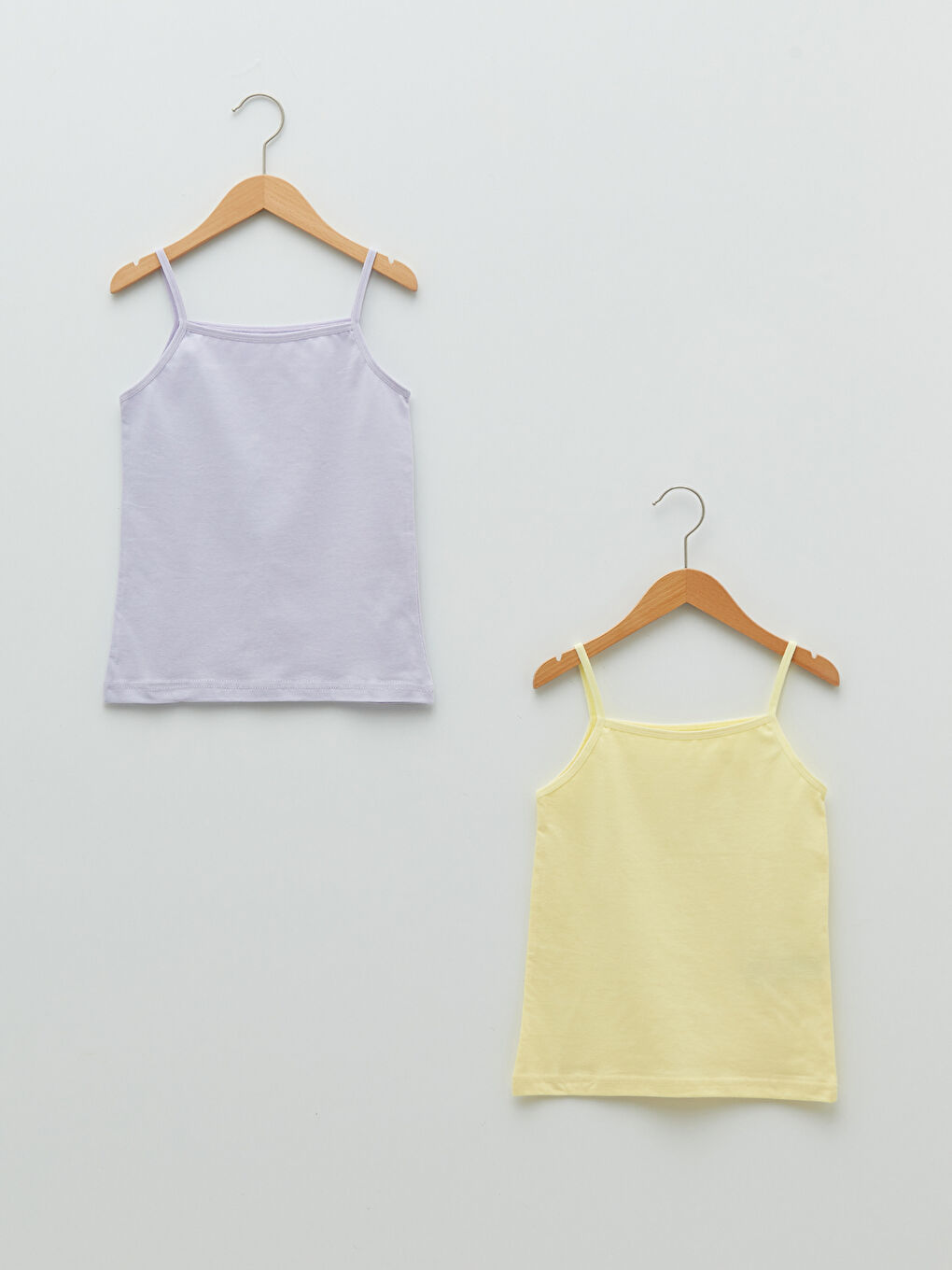 LCW Kids Lila Kare Yaka Basic Askılı Pamuklu Kız Çocuk Atlet 2'li