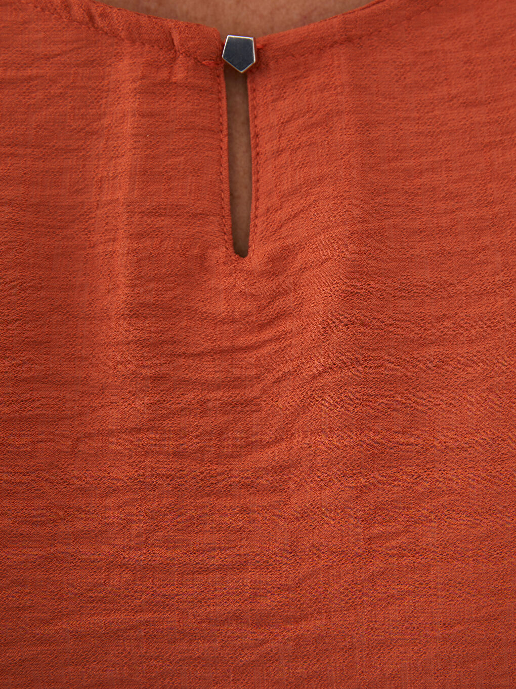 Turuncu Bisiklet Yaka Düz Uzun Kollu Kadın Bluz-2