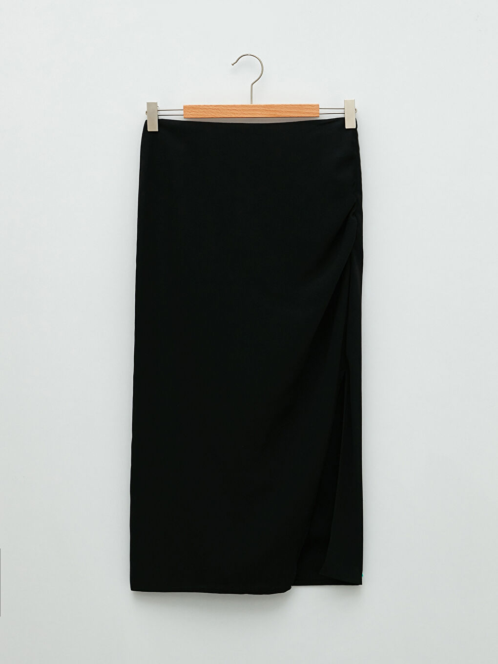 Siyah Kadın Beli Lastikli Düz Kalem Etek-5