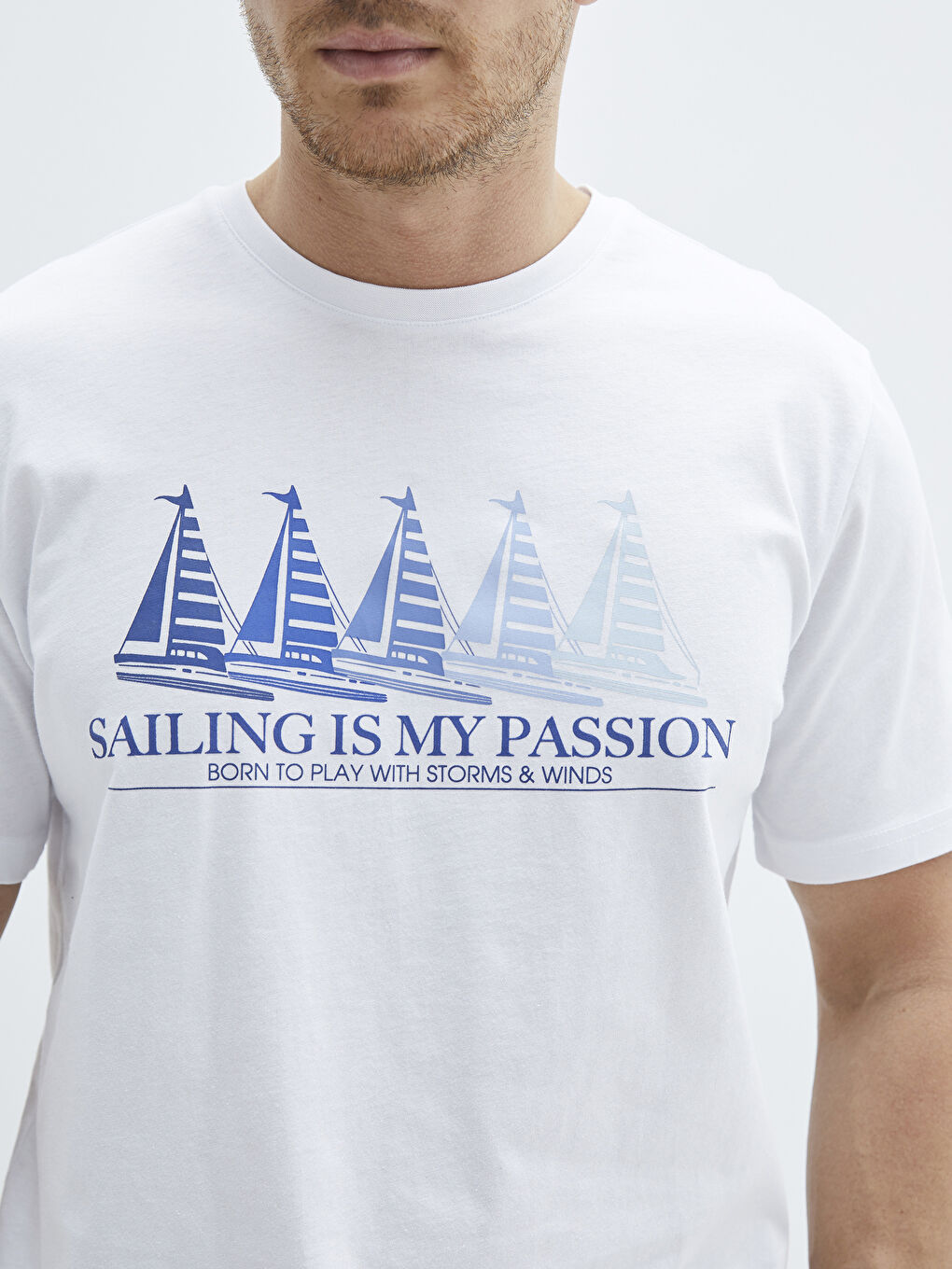 Crew Neck Short Sleeve Printed Combed Cotton Men's T-shirt-3