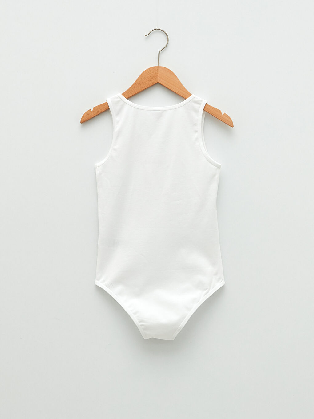 LCW Kids Beyaz Bisiklet Yaka Basic Pamuklu Kız Çocuk Çıtçıtlı Body - 1