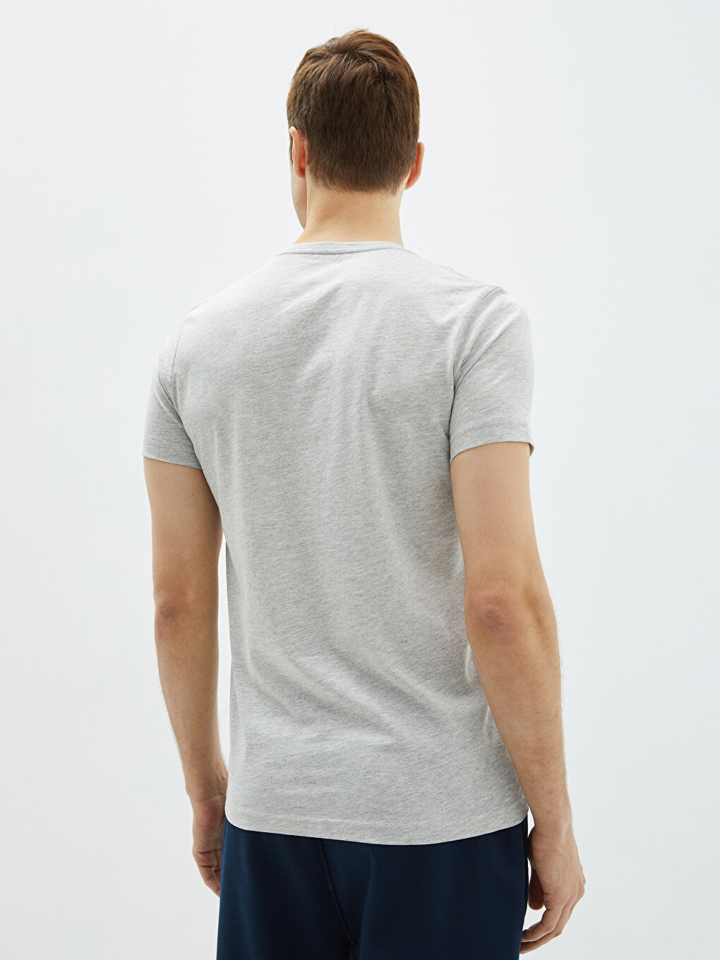T-shirt E Thjeshtë Me Jakë Të Rrumbullakët Me Mëngë Të Shkurtra Për Burra-4