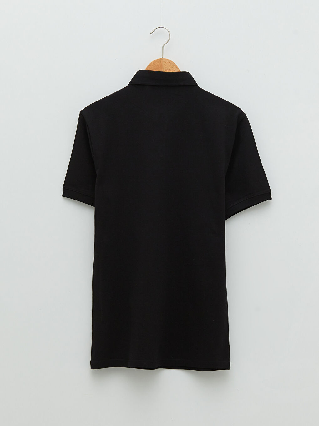 Siyah Polo Yaka Kısa Kollu Pike Erkek Tişört-6