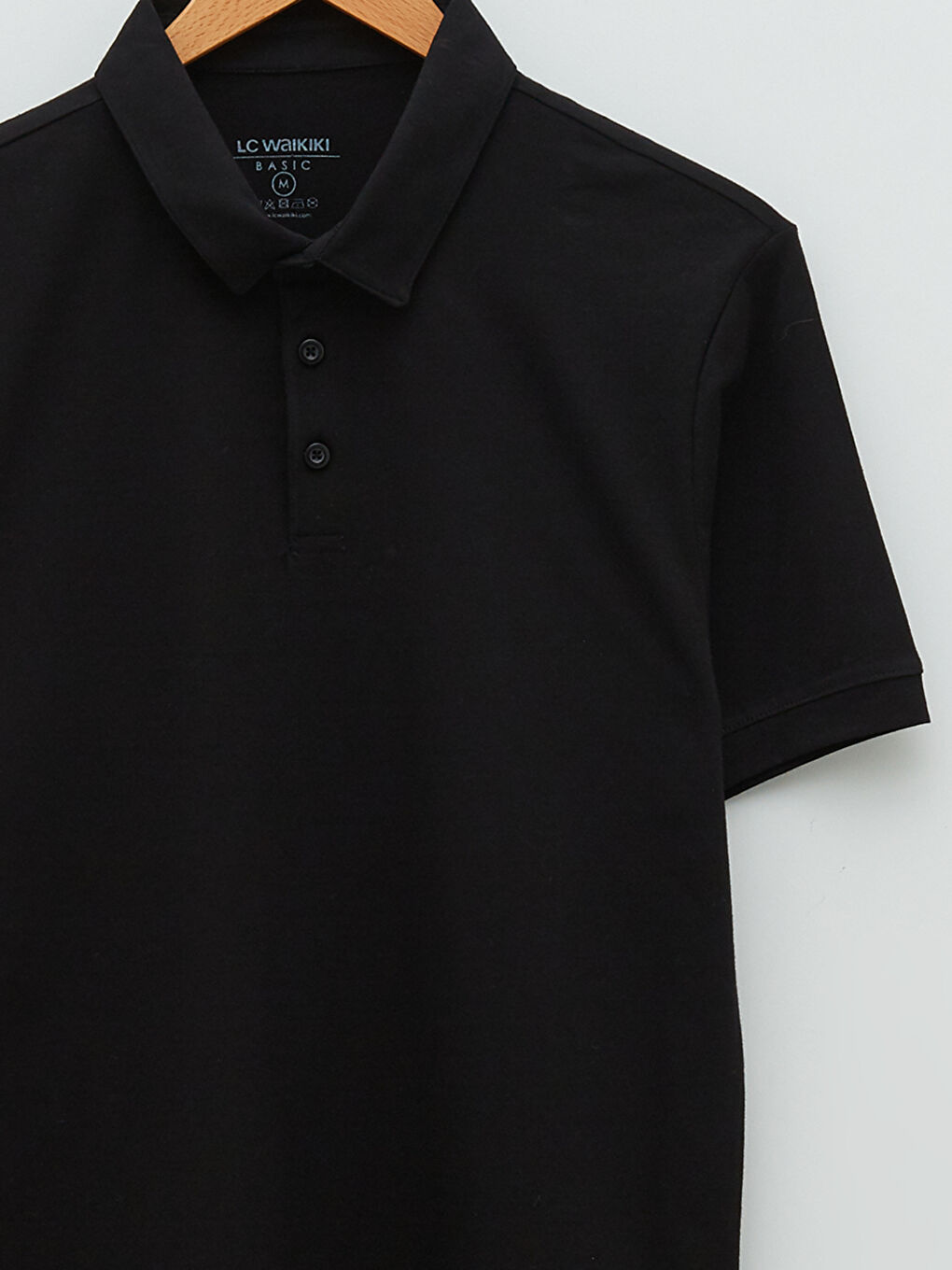 Siyah Polo Yaka Kısa Kollu Pike Erkek Tişört-7