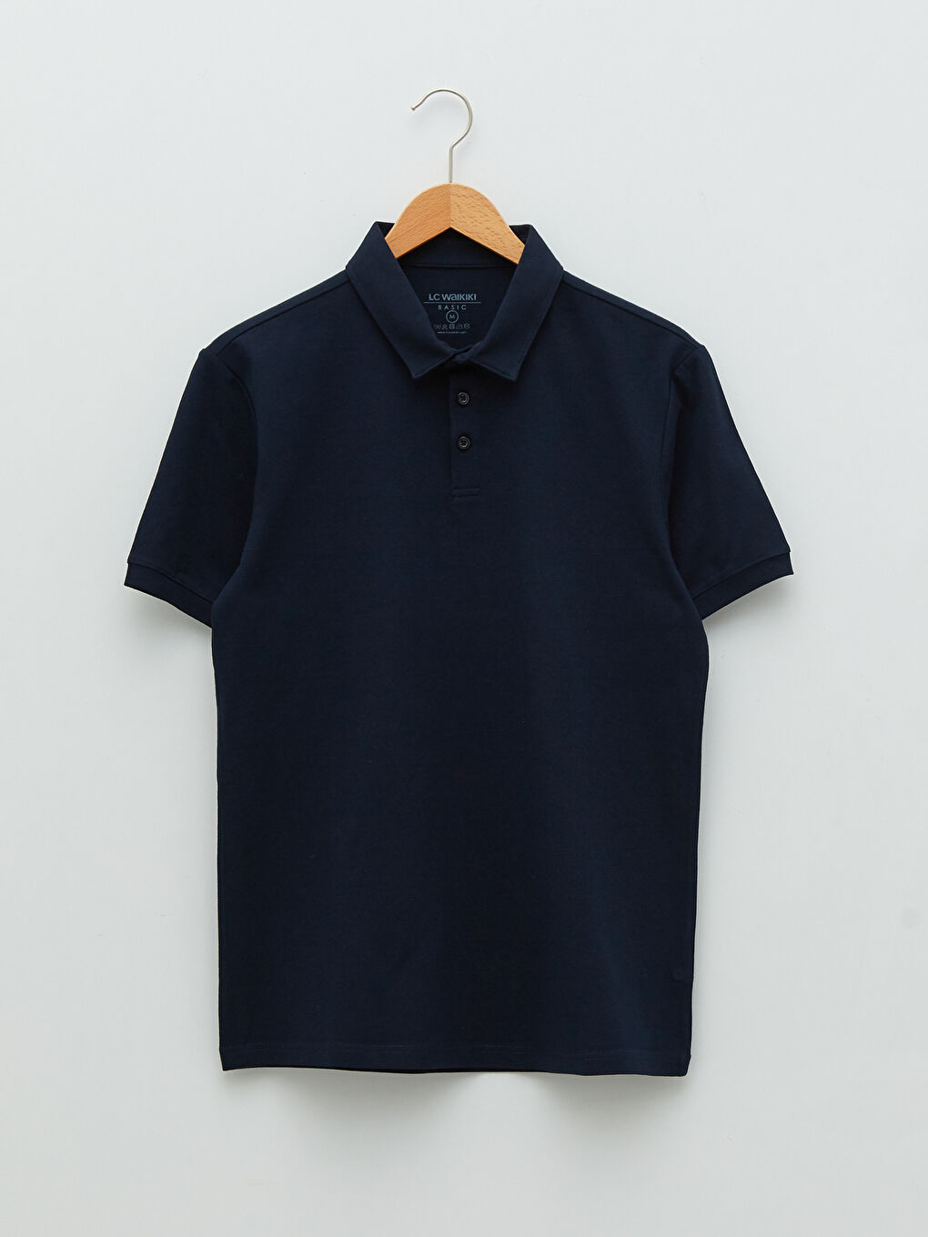 Lacivert Polo Yaka Kısa Kollu Pike Erkek Tişört-5