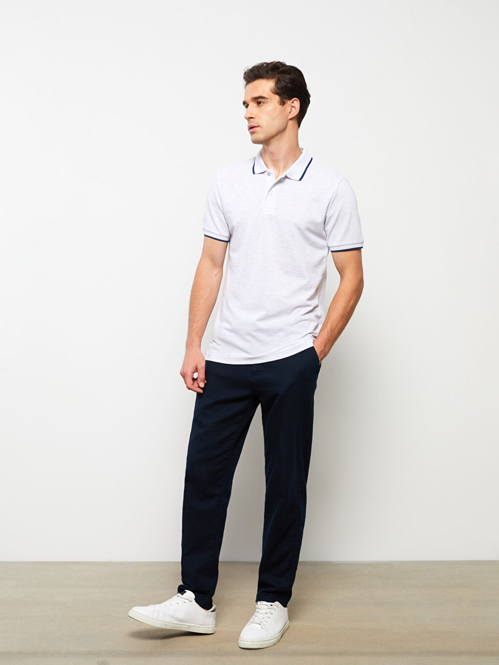 Gri Polo Yaka Kısa Kollu Pike Erkek Tişört