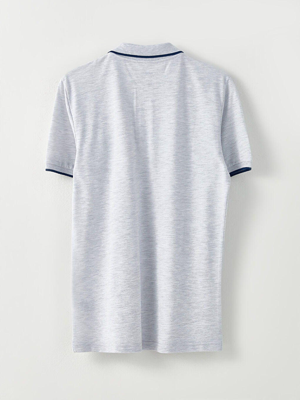 Gri Polo Yaka Kısa Kollu Pike Erkek Tişört-6