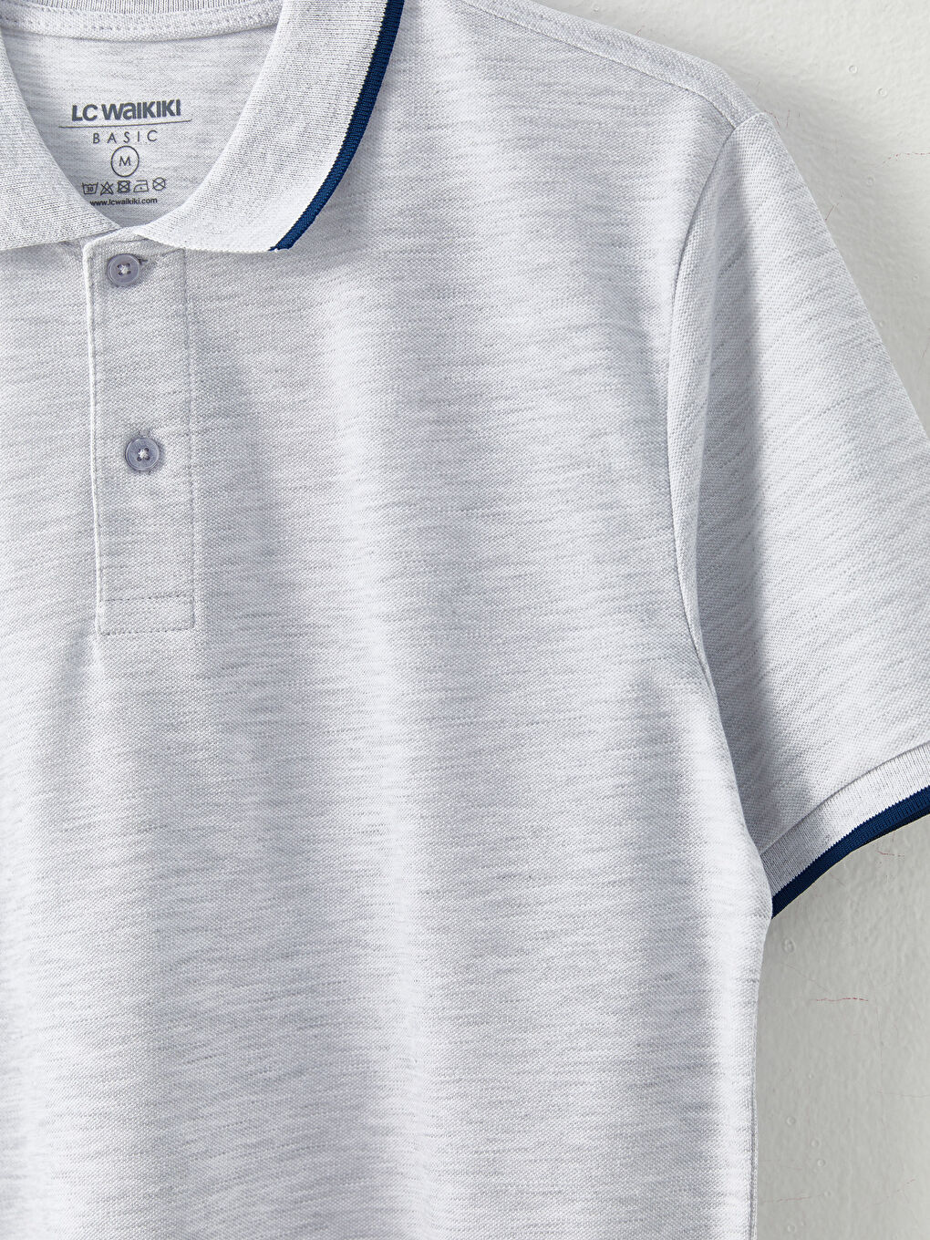 Gri Polo Yaka Kısa Kollu Pike Erkek Tişört-7