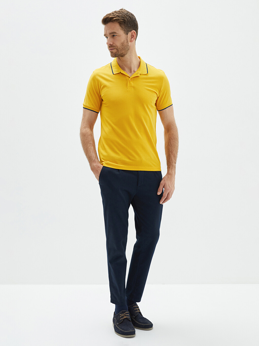 Polo Neck Short Sleeve Pique Men's T-shirt-2