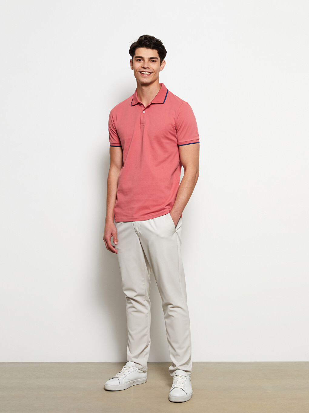 Polo Neck Short Sleeve Pique Men's T-shirt-1