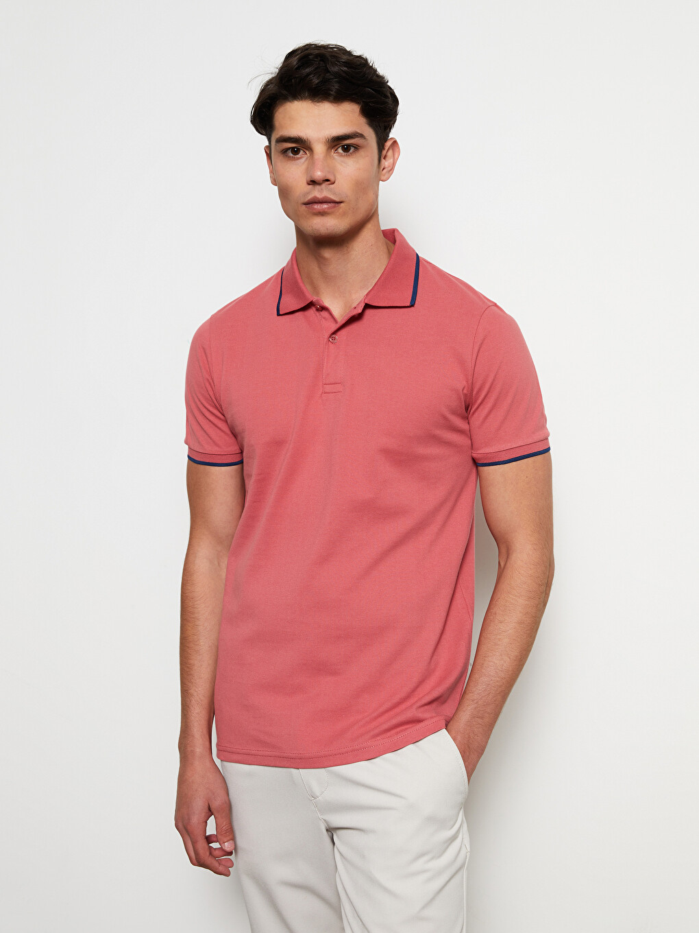 Polo Neck Short Sleeve Pique Men's T-shirt-2