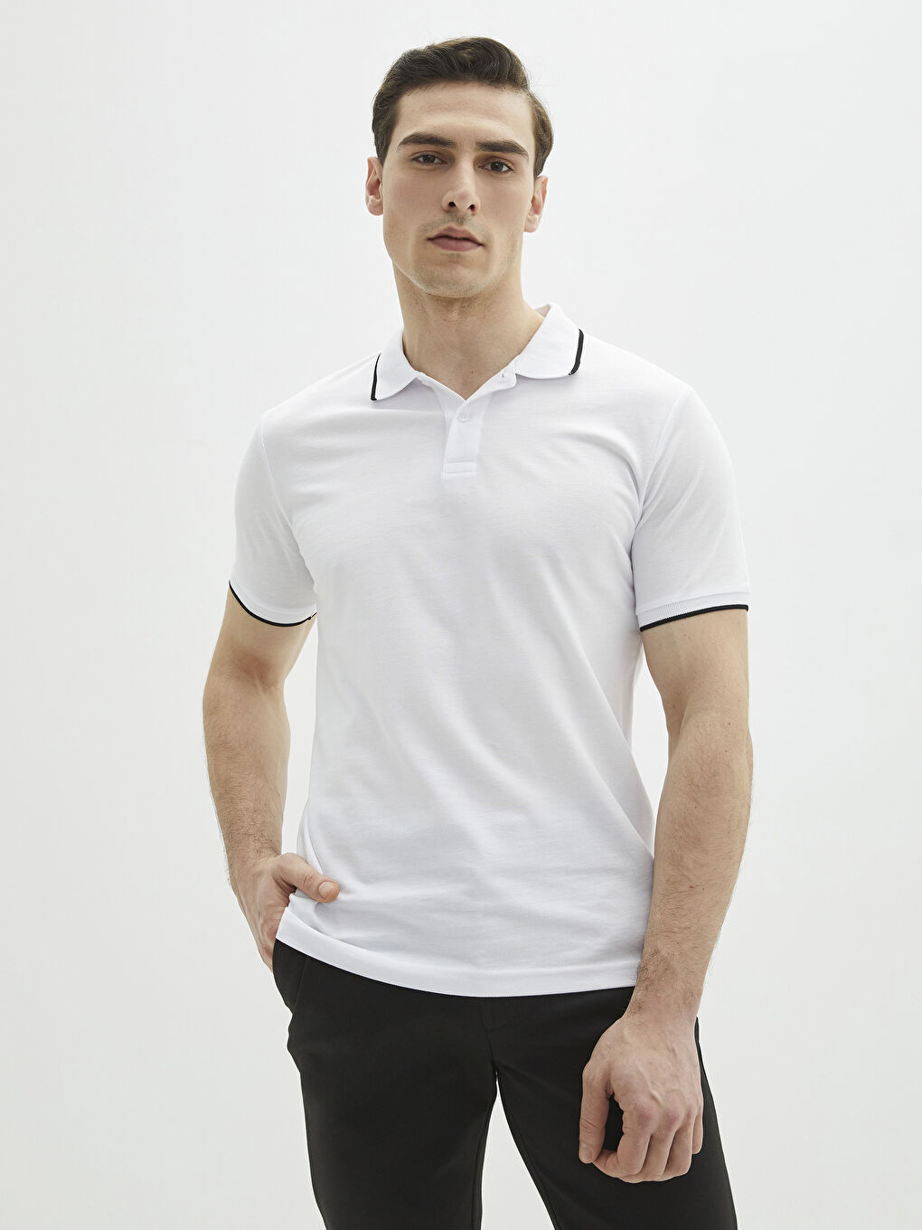 Polo Neck Short Sleeve Pique Men's T-Shirt-1
