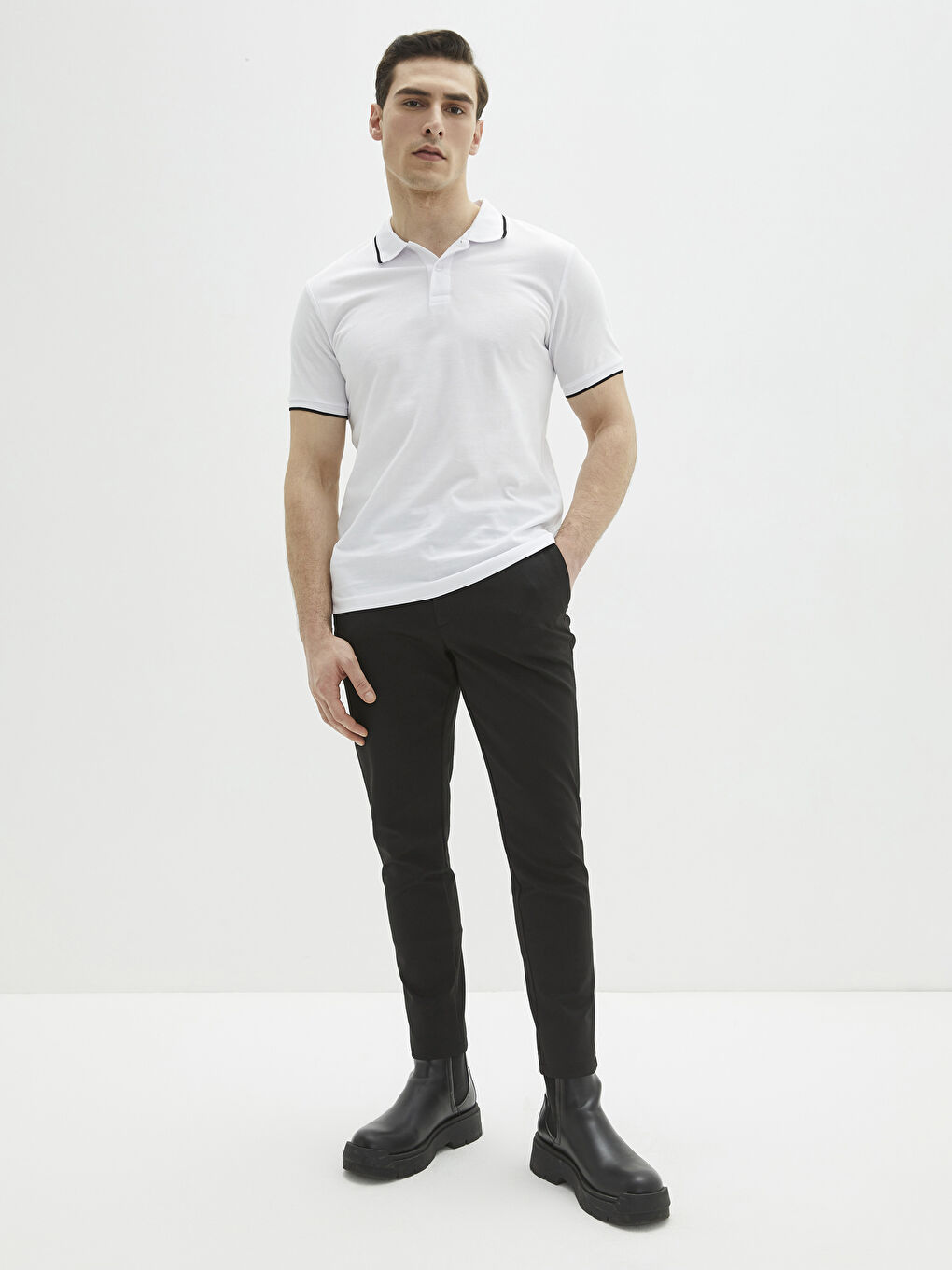 Polo Neck Short Sleeve Pique Men's T-Shirt-2