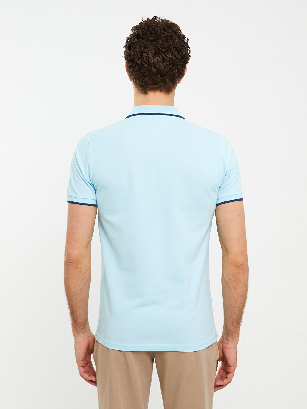 T-shirt en piqué à manches courtes et col polo pour homme-4