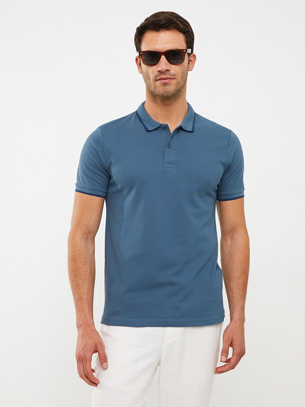 Polo Yaka Kısa Kollu Pike Erkek Tişört-1