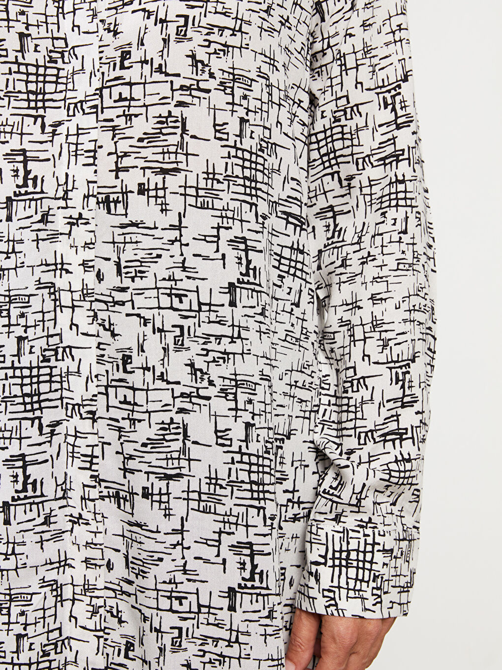 Bej Desenli Uzun Kollu Viskon Kadın Gömlek Tunik-3