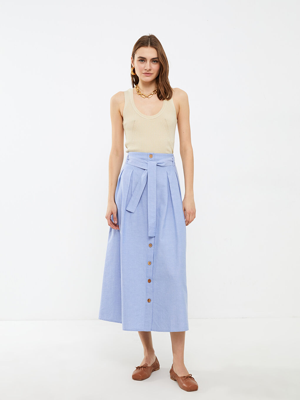 LCWAIKIKI Classic Elastic Waist A Cut Cotton Women's Skirt -S2AD28Z8-S0T