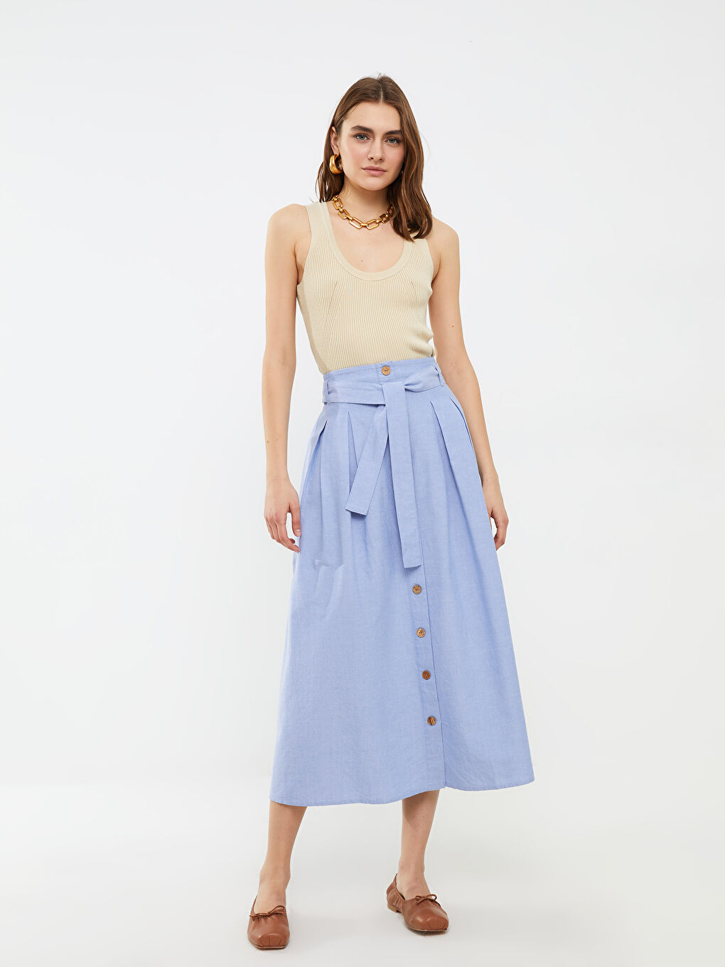 LCWAIKIKI Classic Elastic Waist A Cut Cotton Women's Skirt -S2AD28Z8-S0T