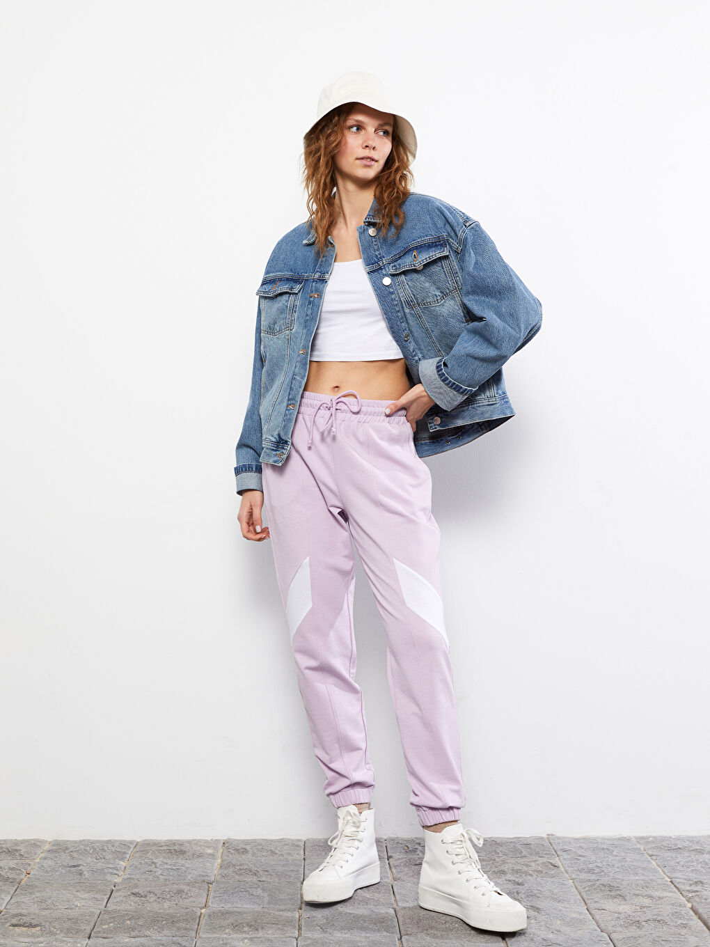 LCW Vision Elastic Waist Women's Jogger Sweatpants with Color Block -S2AD61Z8-G3W