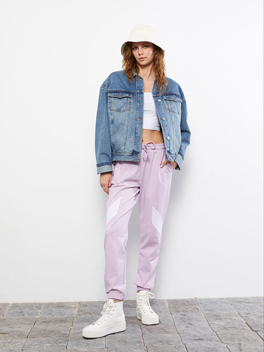 LCW Vision Elastic Waist Women's Jogger Sweatpants with Color Block -S2AD61Z8-G3W
