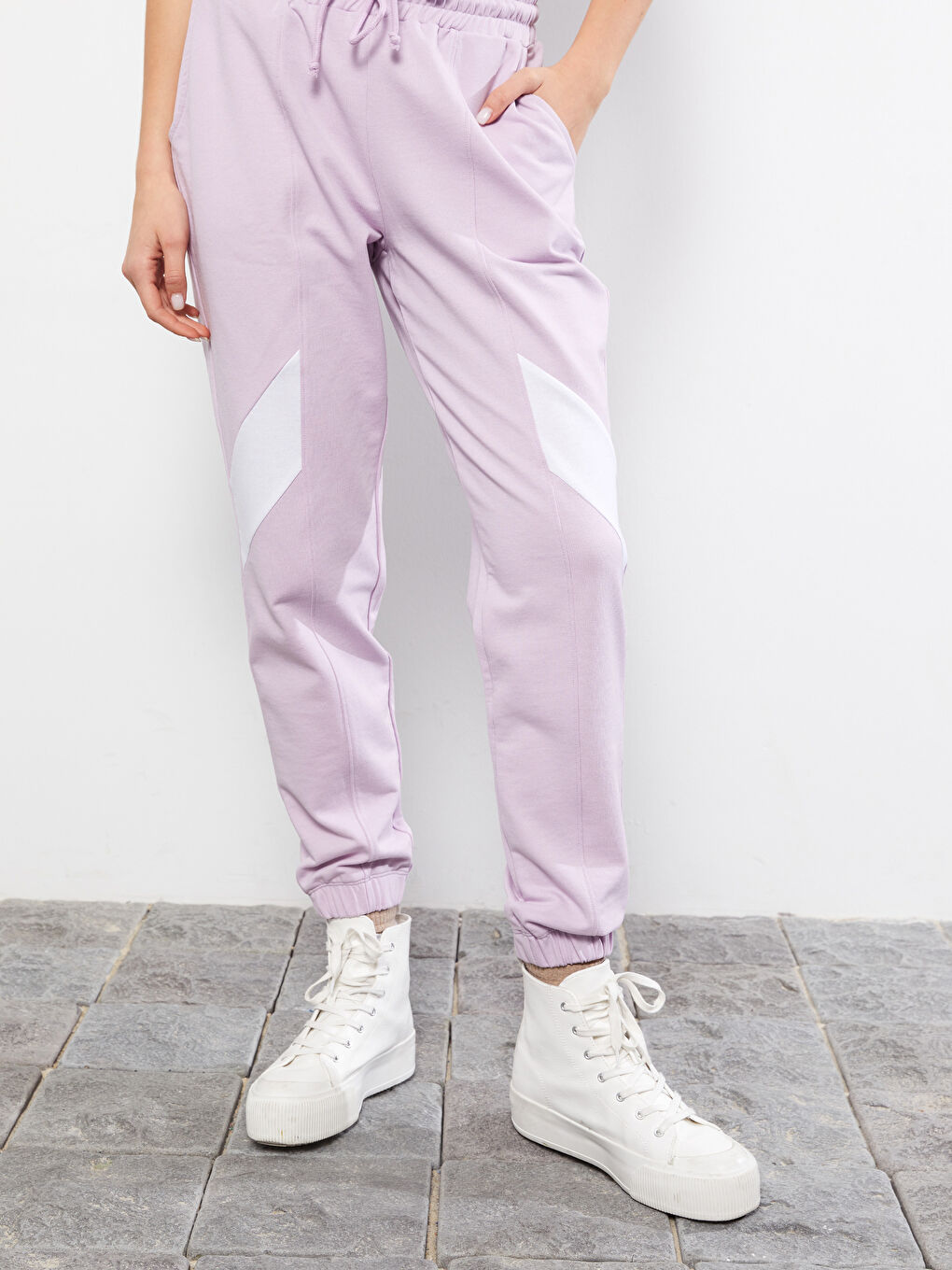 LCW Vision Elastic Waist Women's Jogger Sweatpants with Color Block -S2AD61Z8-G3W