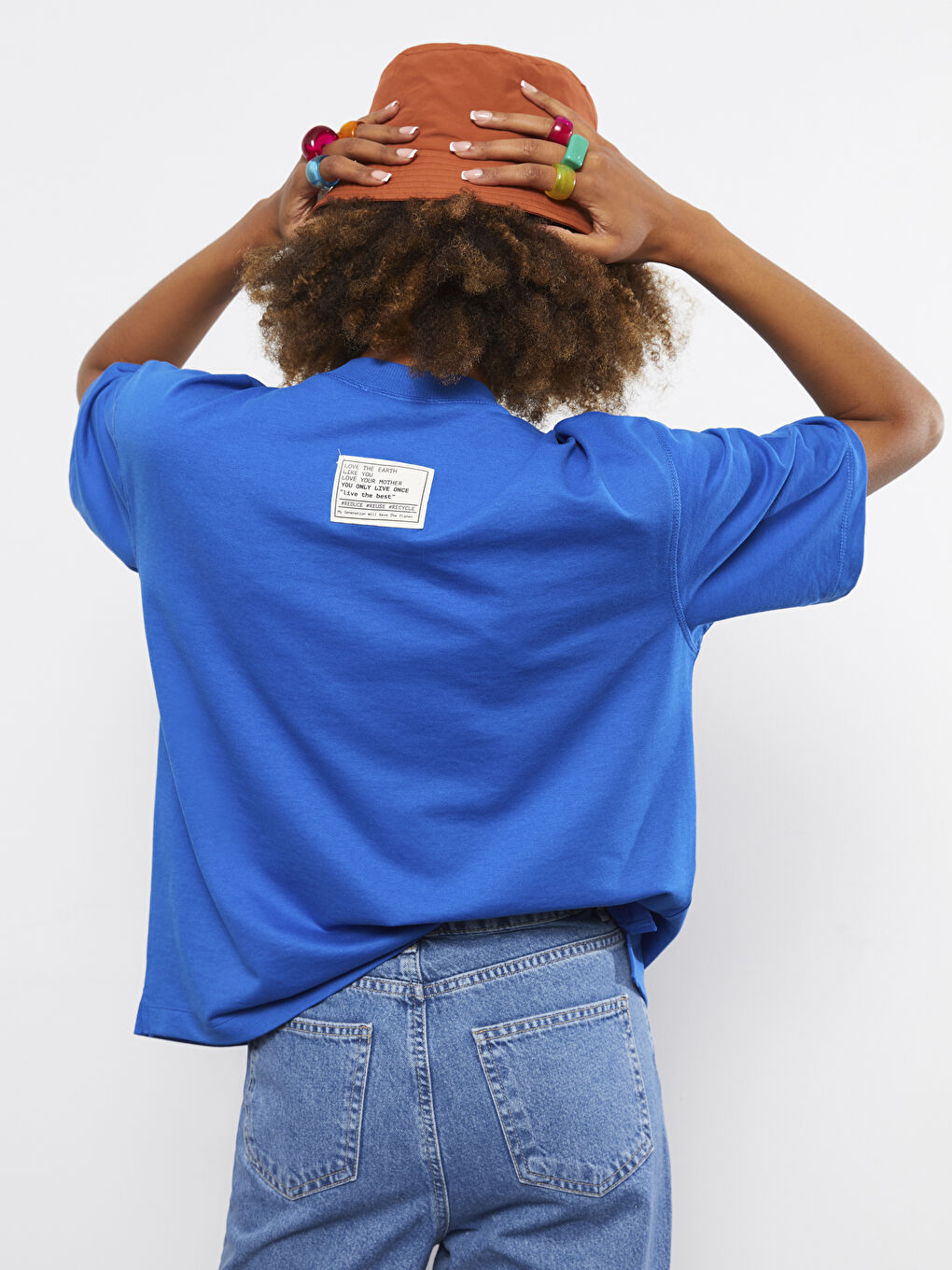 Rundhalsausschnitt Bedrucktes Kurzarm Baumwolle T-Shirt für Damen-1