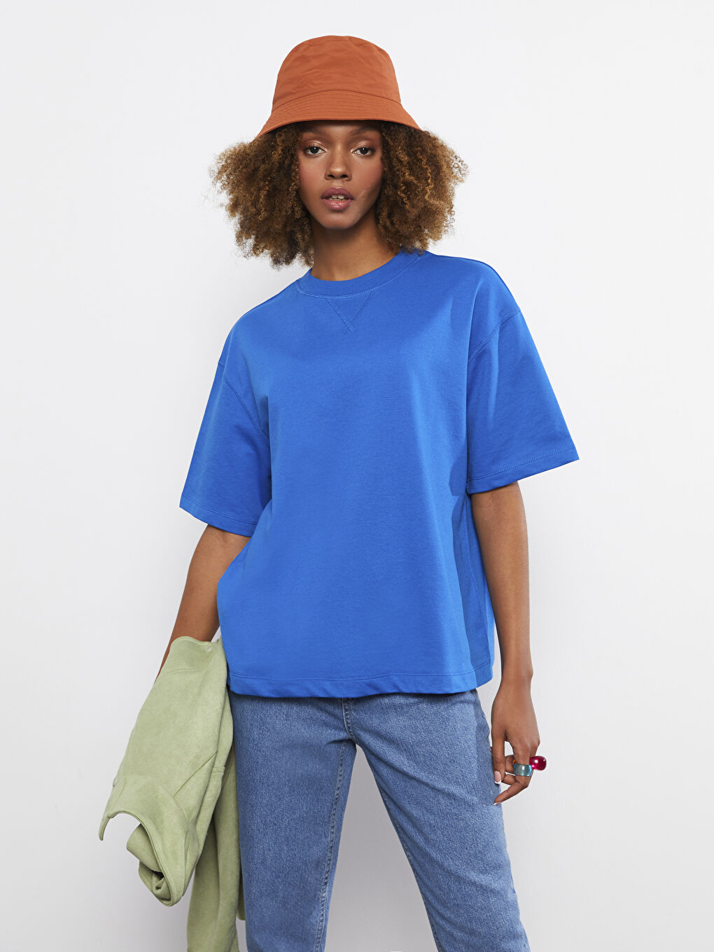 Rundhalsausschnitt Bedrucktes Kurzarm Baumwolle T-Shirt für Damen-2