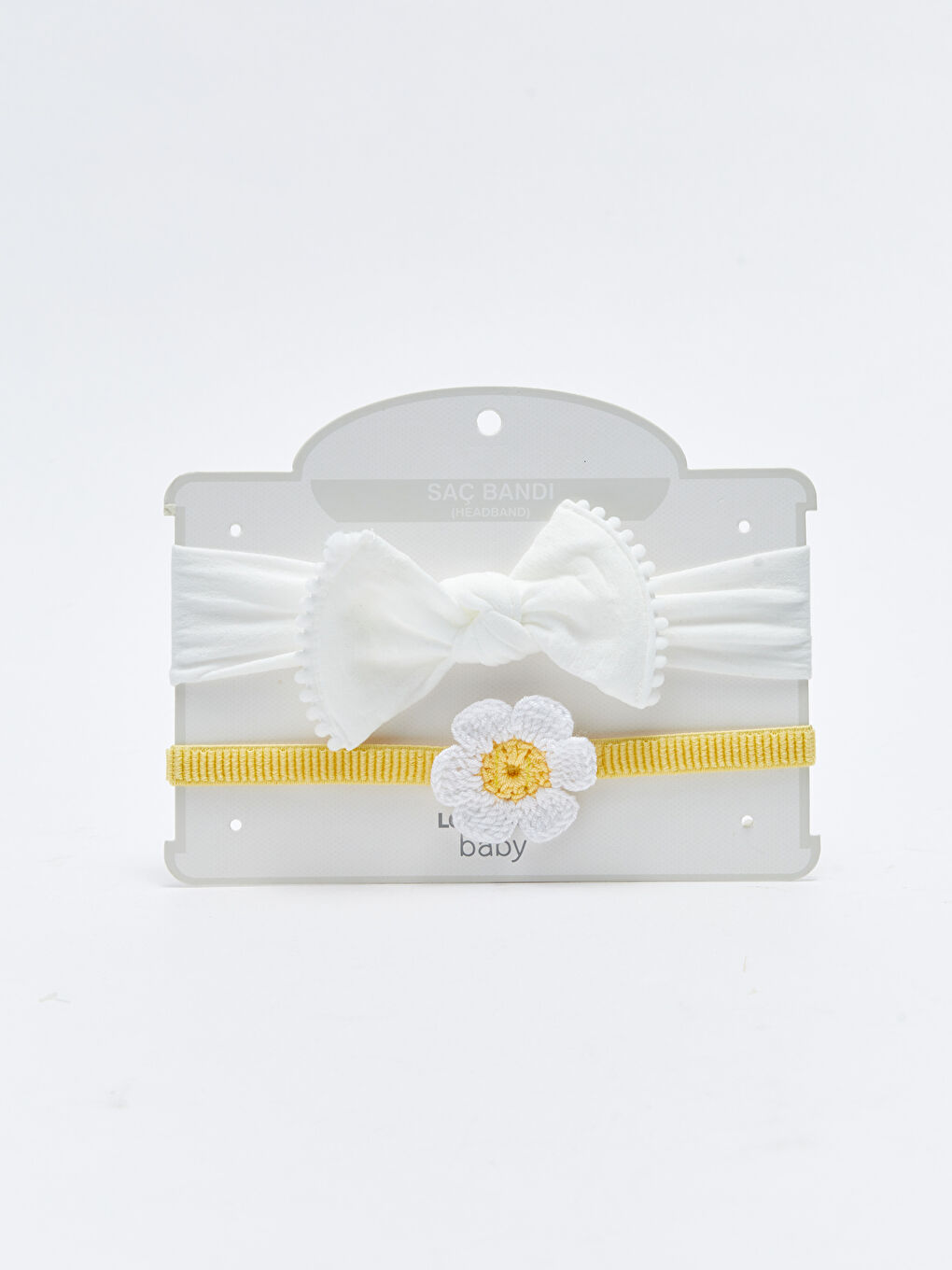 Ekru Fiyonk Detaylı Kız Bebek Saç Bandı 2'li