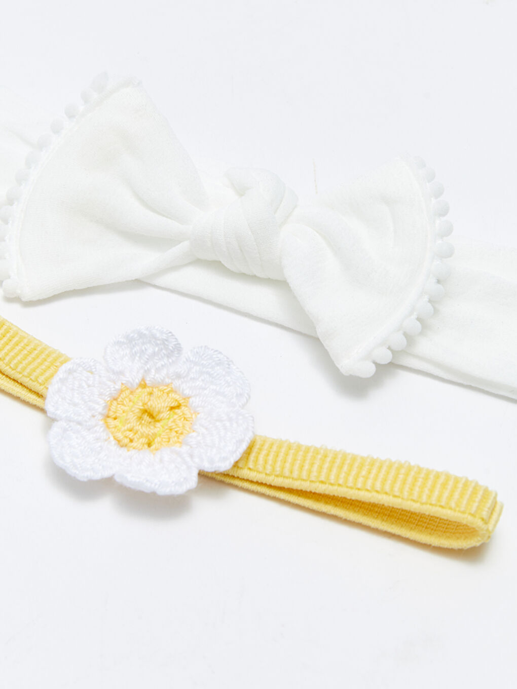 Ekru Fiyonk Detaylı Kız Bebek Saç Bandı 2'li-3