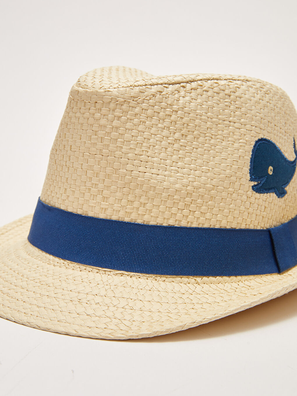 Embroidery Detailed Baby Boy Straw Hat-1