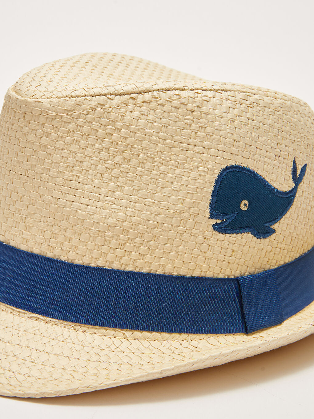 Embroidery Detailed Baby Boy Straw Hat-4