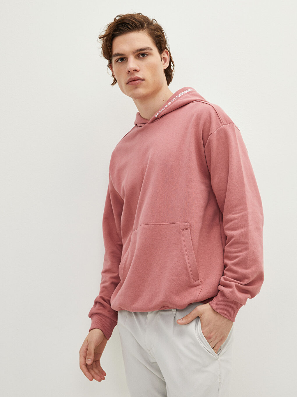 Basic Men's Hooded Hoodie with Long Sleeve-2