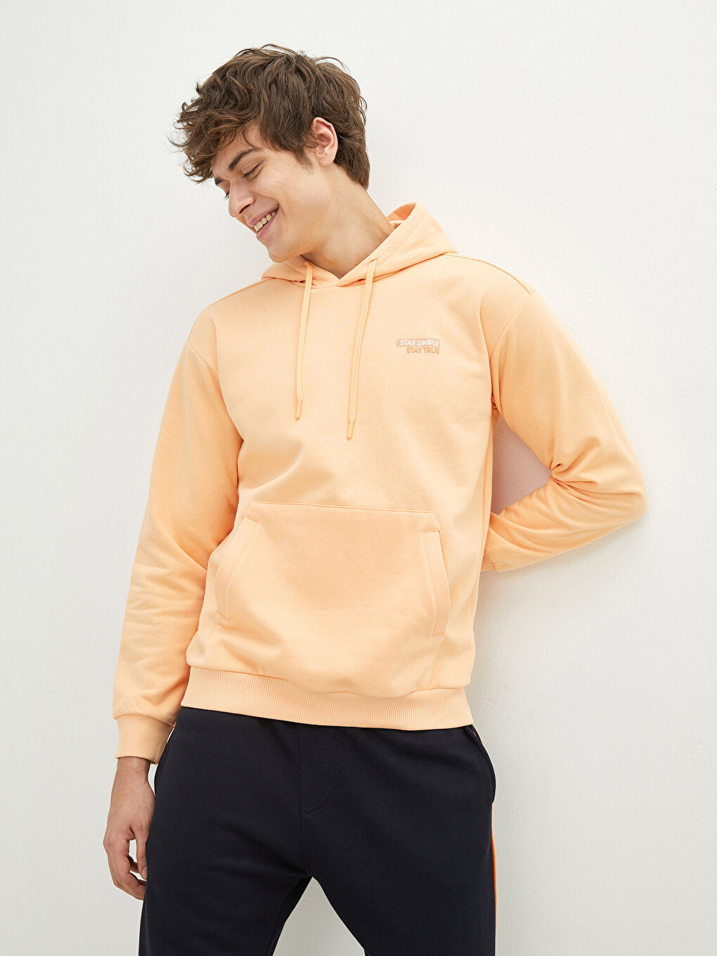 Mercan Uzun Kollu Baskılı Erkek Kalın Hoodie