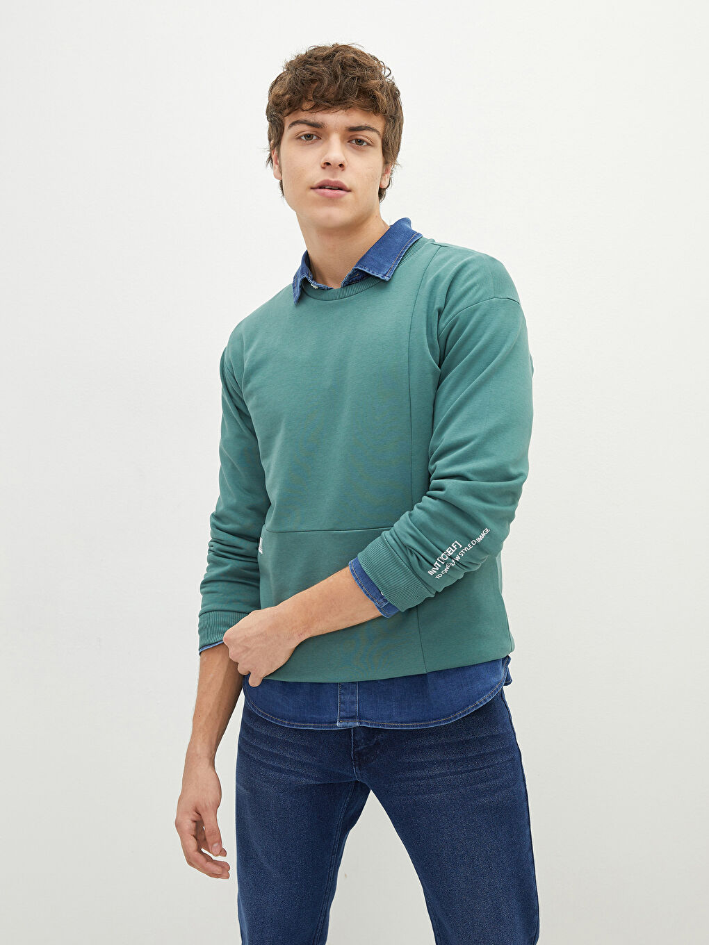 XSIDE Sweat-shirt imprimé à manches longues et col rond pour hommes -S2AE65Z8-S51