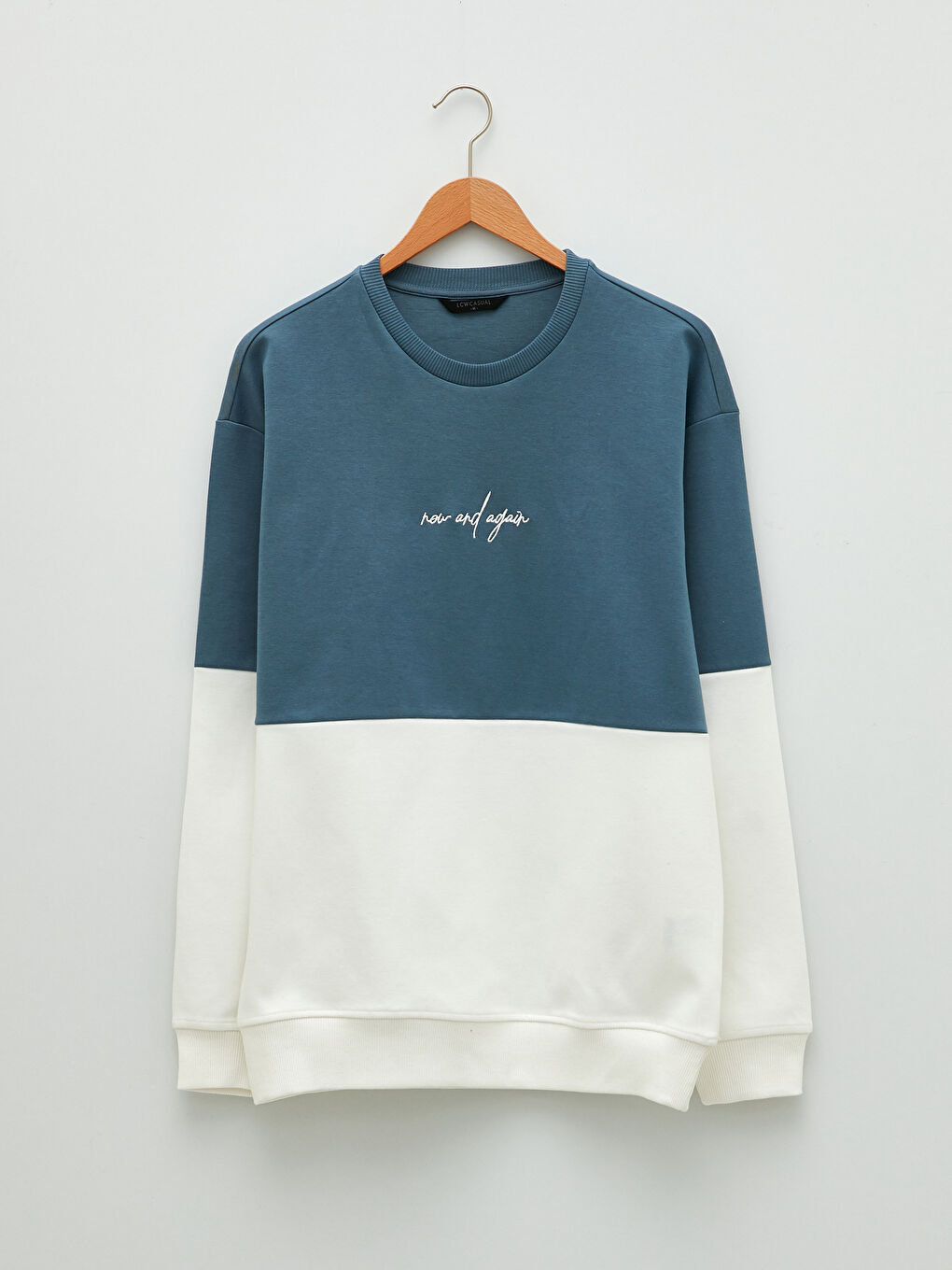 Petrol Bisiklet Yaka Uzun Kollu Nakışlı Erkek Sweatshirt-5