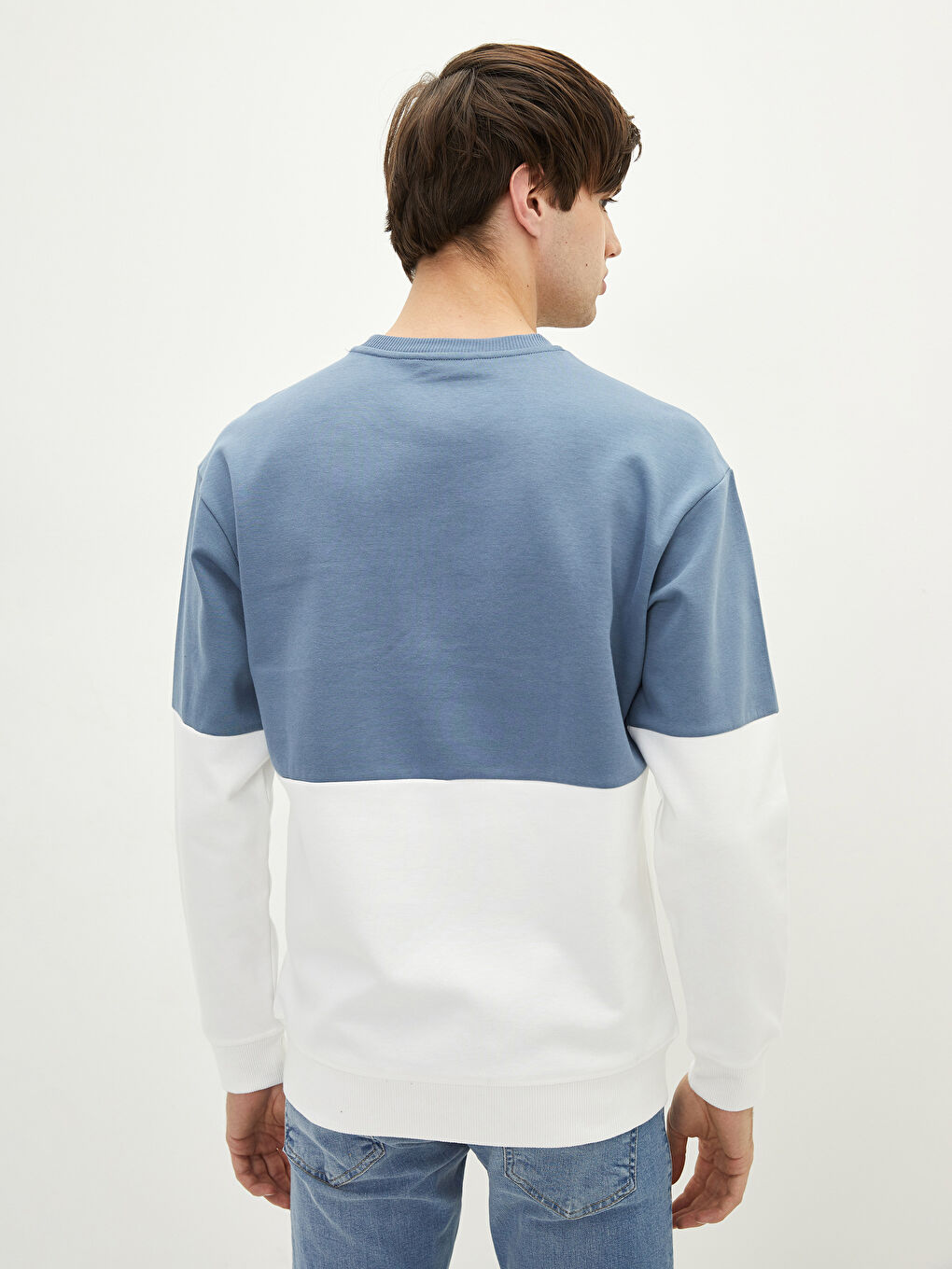 Petrol Bisiklet Yaka Uzun Kollu Nakışlı Erkek Sweatshirt-4