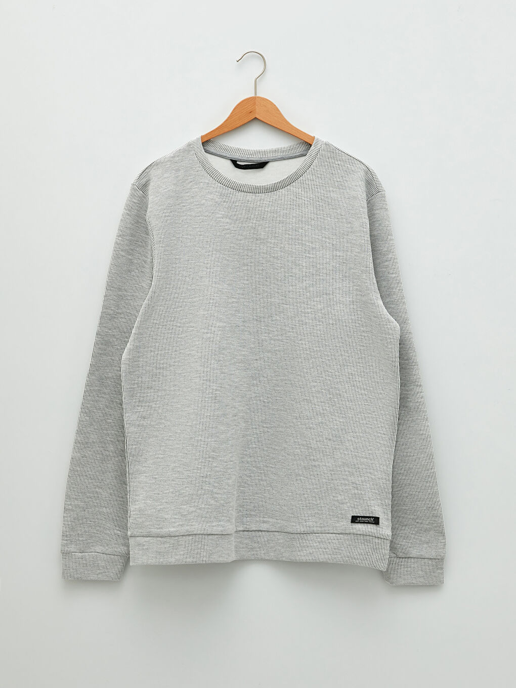 Gri Bisiklet Yaka Uzun Kollu Erkek Sweatshirt-5