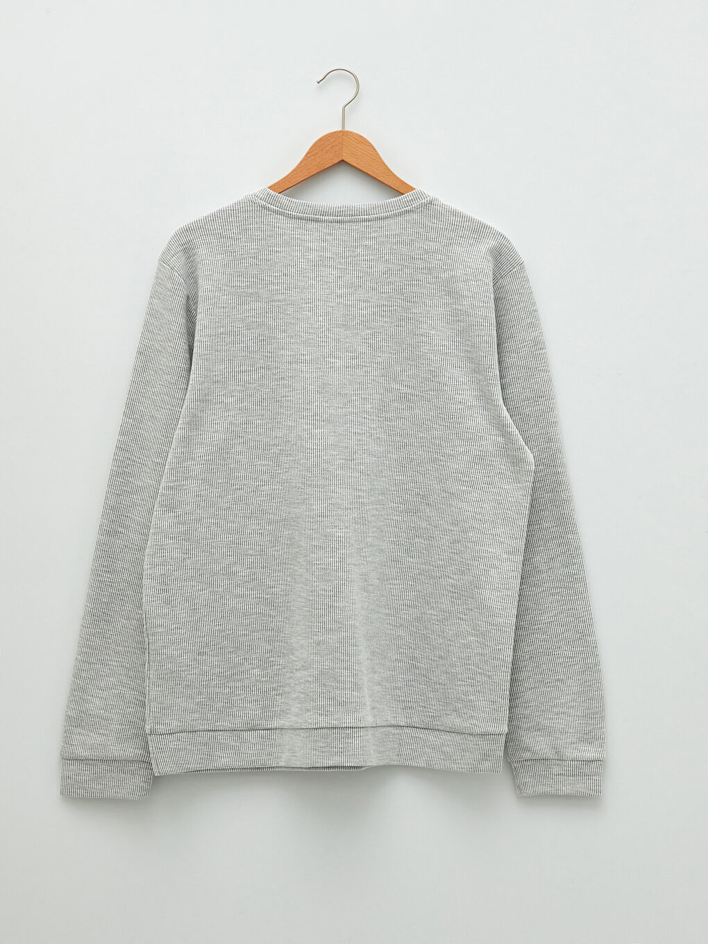 Gri Bisiklet Yaka Uzun Kollu Erkek Sweatshirt-6