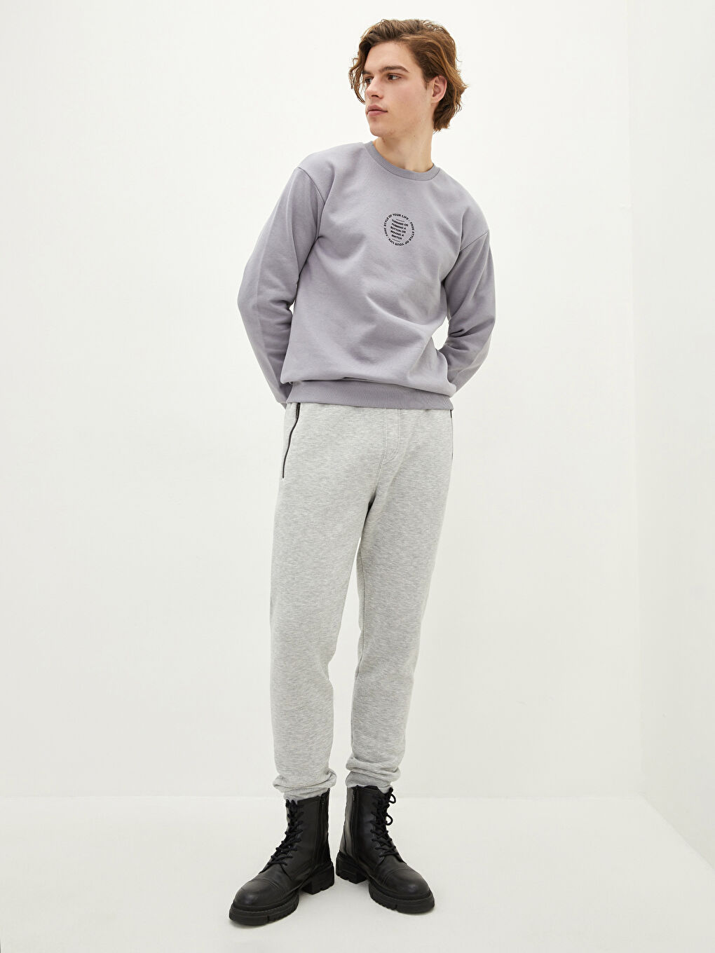 XSIDE Sweat-shirt Épais Imprimé pour Hommes à Col Rond -S2AE71Z8-S3C