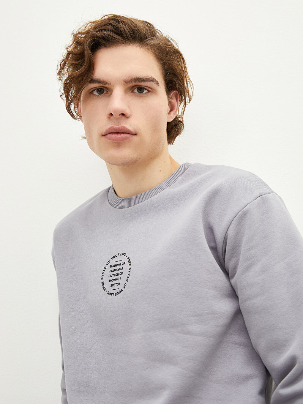 XSIDE Sweat-shirt Épais Imprimé pour Hommes à Col Rond -S2AE71Z8-S3C