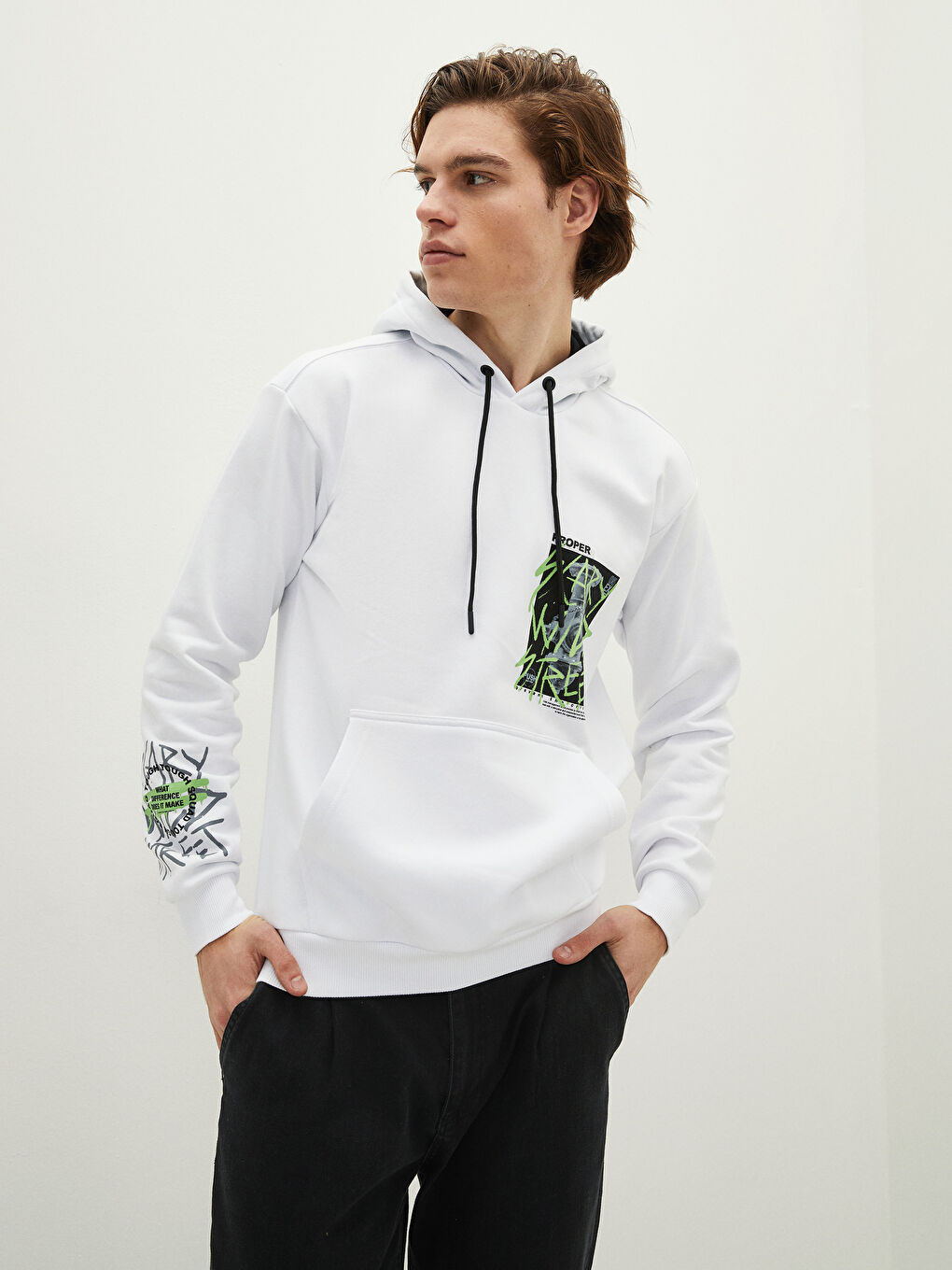 Long Sleeve Printed Men's Thick Hoodie