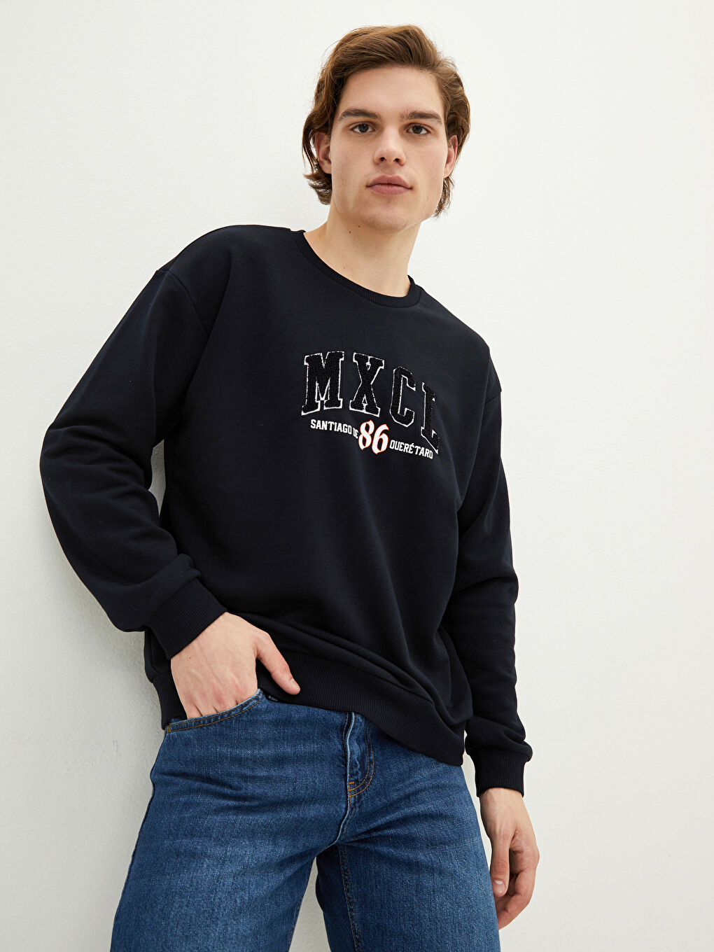 XSIDE Bisiklet Yaka Uzun Kollu Baskılı Erkek Sweatshirt -S2AE84Z8-RMP