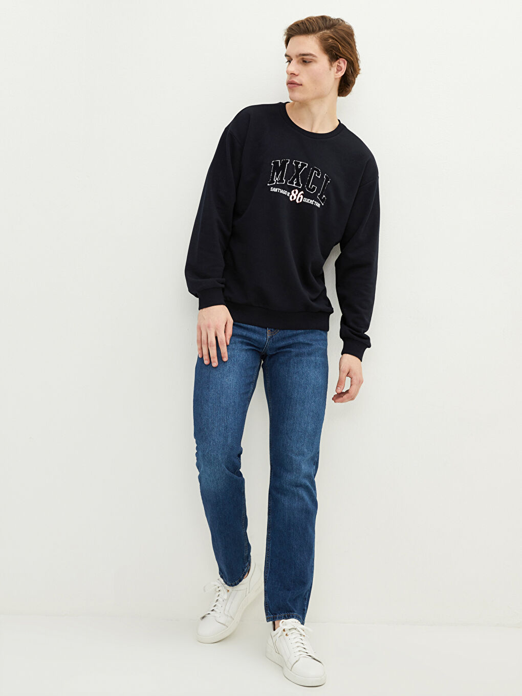 XSIDE Bisiklet Yaka Uzun Kollu Baskılı Erkek Sweatshirt -S2AE84Z8-RMP
