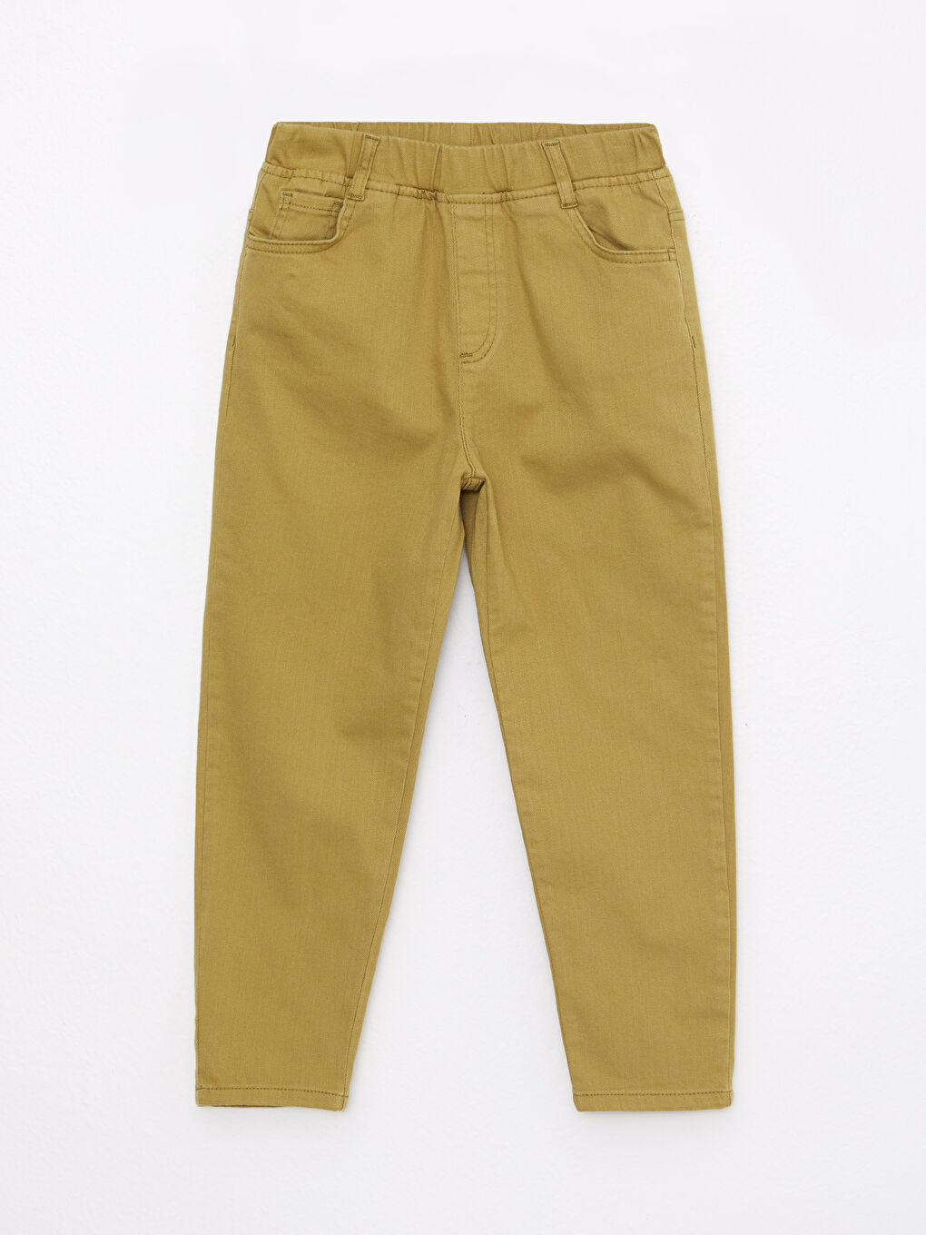 Yeşil Beli Lastikli Basic Gabardin Erkek Çocuk Pantolon