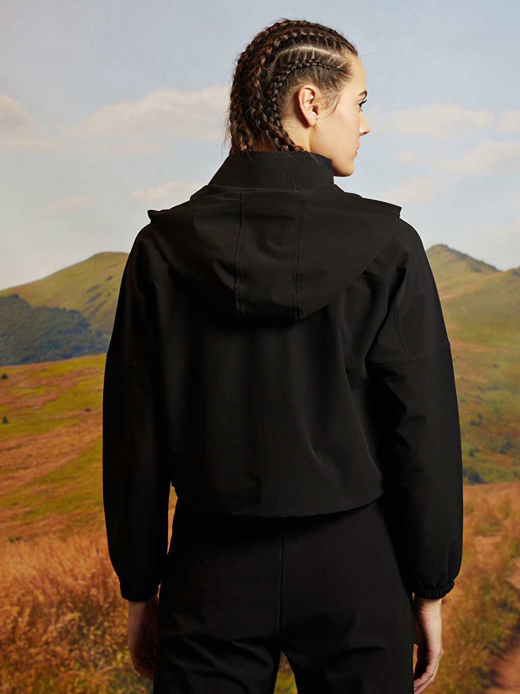 Mit Kapuze Gerader Langarm Outdoor-Regenmantel für Damen-3