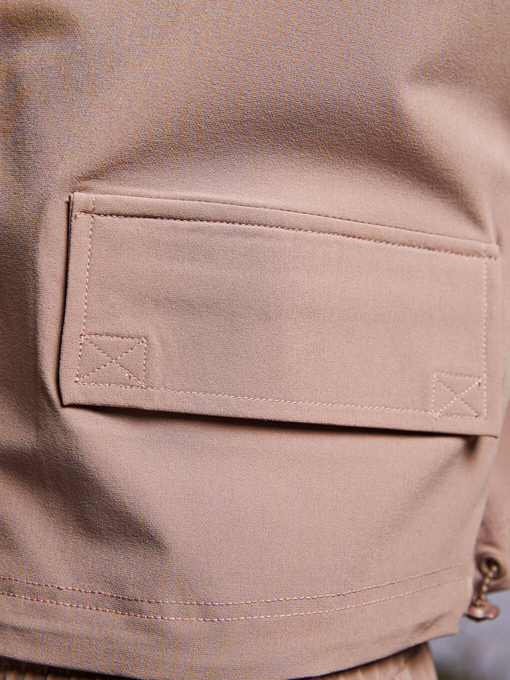 Kahverengi Kapüşonlu Düz Uzun Kollu Kadın Outdoor Yağmurluk-3