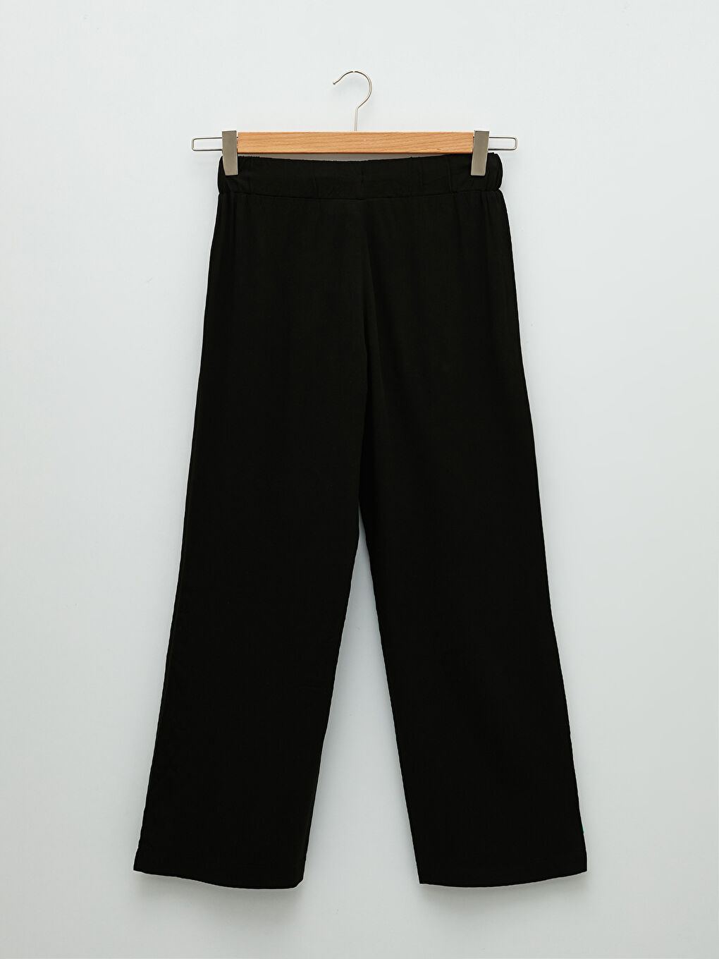 Эластичный пояс прямые брюки с карманами из вискозы для женщин-7